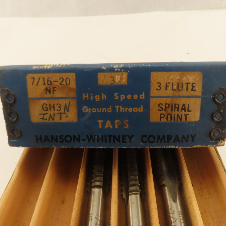 Hanson Whitney 7/16"-20 NF GH3 Spiral Point Skipped Tooth Plug Tap Lot Of 3