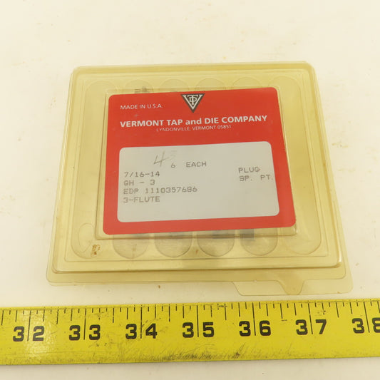 Vermont 7/16"-14 G-H3 Spiral Point 3 Flute Plug Tap Lot Of 4