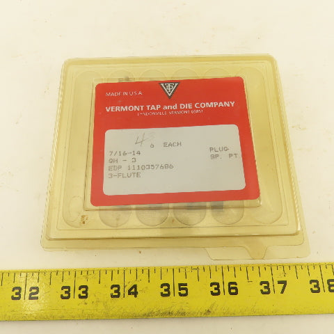 Vermont 7/16"-14 G-H3 Spiral Point 3 Flute Plug Tap Lot Of 4
