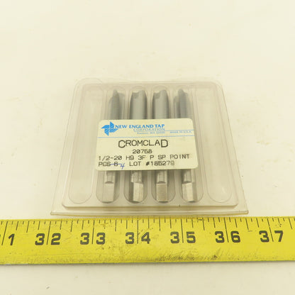 New England 1/2"-20 H9 3 Flute Spiral Point Cromclad Tap Lot Of 4