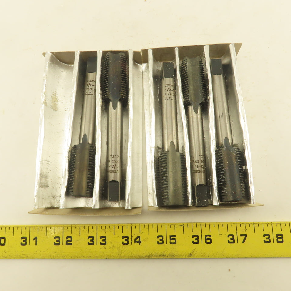 Vermont 1/2"-14 NPTF 4 Flute Pipe Tap Extra Length 4-3/8" OAL Lot Of 5