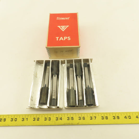 Vermont 1/2"-14 NPTF 4 Flute Pipe Tap Extra Length 4-3/8" OAL Lot Of 5