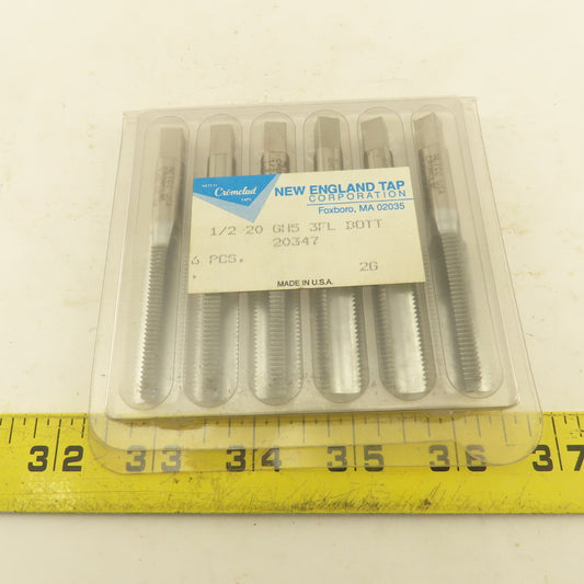 New England 1/2"-20 GH-3 3 Flute Bottom Tap Cromclad Lot Of 6 NOS USA