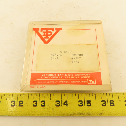 Vermont 3/8"-16 GH-5 Bottoming Tap 4 Flute Lot Of 5