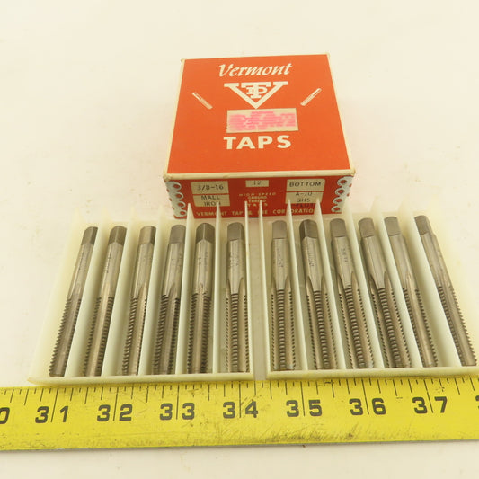Vermont 3/8"-16 A-10 GH5 4 Flute Bottoming Tap Malleable Iron Lot Of 12