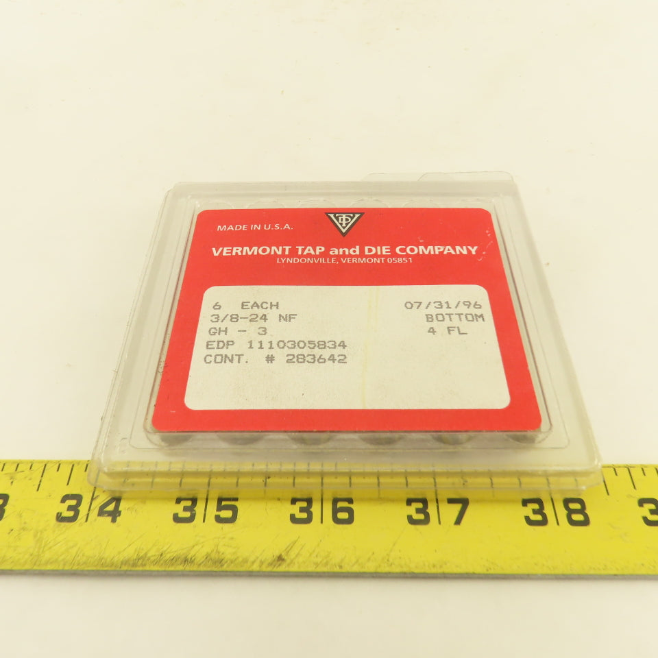 Vermont 3/8"-24 NF GH-3  4 Flute Bottom Tap NOS USA Lot Of 6