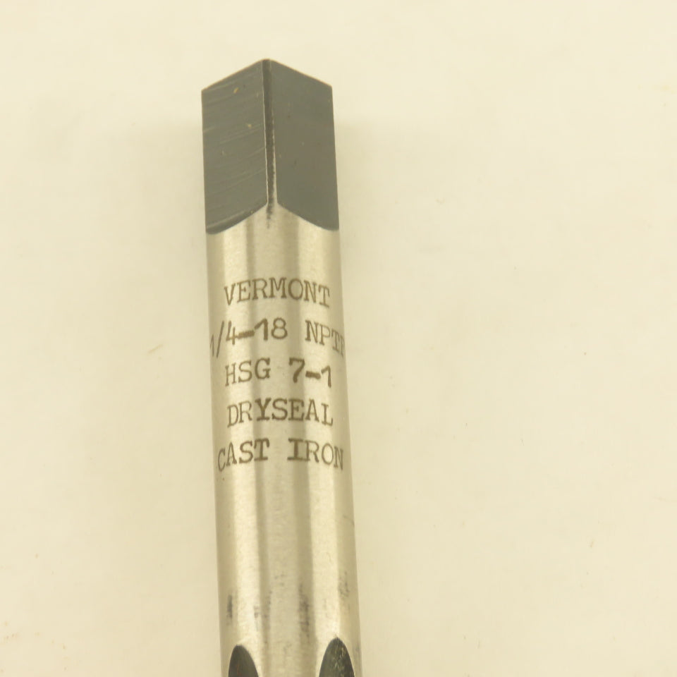 Vermont 1/4" NPTF Pipe Tap 4 Flute Extra Length 3-1/2" Ground Dryseal Lot Of 3