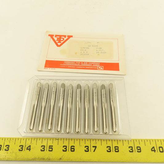 Vermont 1/4"-28 GH-4 Pointed Plug Tap 4 Flute Lot Of 10