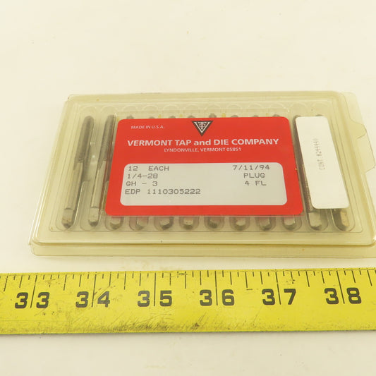Vermont 1/4"-28 GH-3 Pointed Plug Tap 4 Flute Lot Of 10