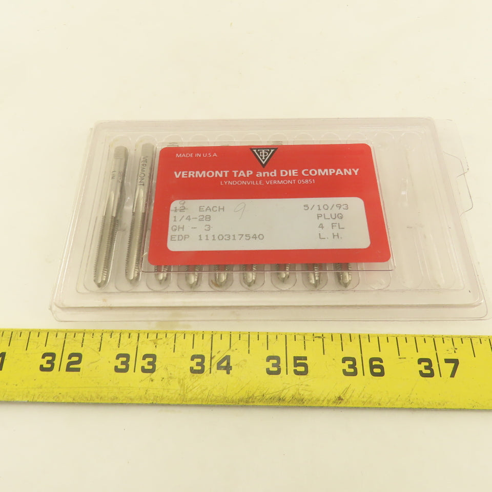 Vermont 1/4"-28 GH-3 Pointed Plug Tap 4 Flute Lot Of 9