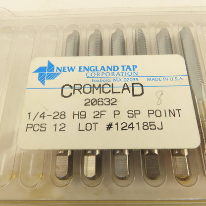 New England 1/4"-28 H9 2 Flute Spiral Point Plug Tap Cromclad Lot of 6