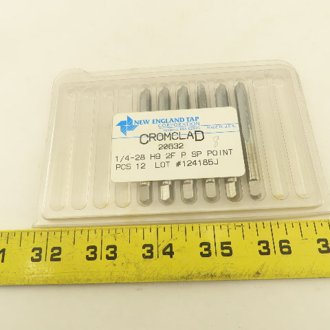 New England 1/4"-28 H9 2 Flute Spiral Point Plug Tap Cromclad Lot of 6
