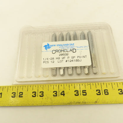 New England 1/4"-28 H9 2 Flute Spiral Point Plug Tap Cromclad Lot of 6