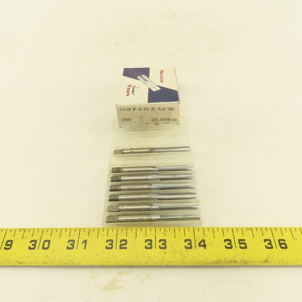 Netco 1/4"-28 NF HS GH3 3 Flute Plug Tap Cromclad Lot Of 7