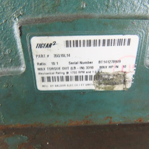 Tigear 2 35Q10L14 10:1 Ratio Speed Reducer Gearmotor US Motors 2Hp 230/460