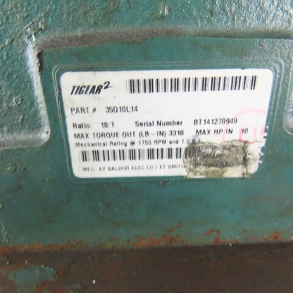 Tigear 2 35Q10L14 10:1 Ratio Speed Reducer Gearmotor US Motors 2Hp 230/460