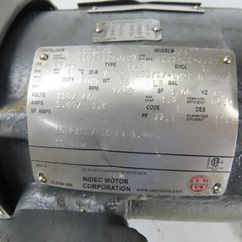 Tigear 2 35Q10L14 10:1 Ratio Speed Reducer Gearmotor US Motors 2Hp 230/460