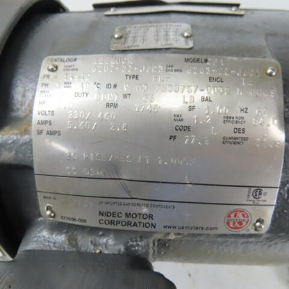 Tigear 2 35Q10L14 10:1 Ratio Speed Reducer Gearmotor US Motors 2Hp 230/460