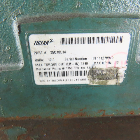 Tigear 2 35Q10L14 10:1 Ratio Speed Reducer Gearmotor US Motors 2Hp 230/460
