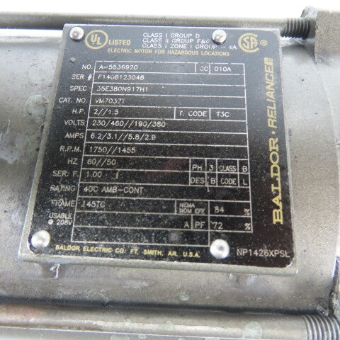 Dodge Tigear 10:1 Ratio Speed Reducer Gearmotor Baldor 2Hp 230/460