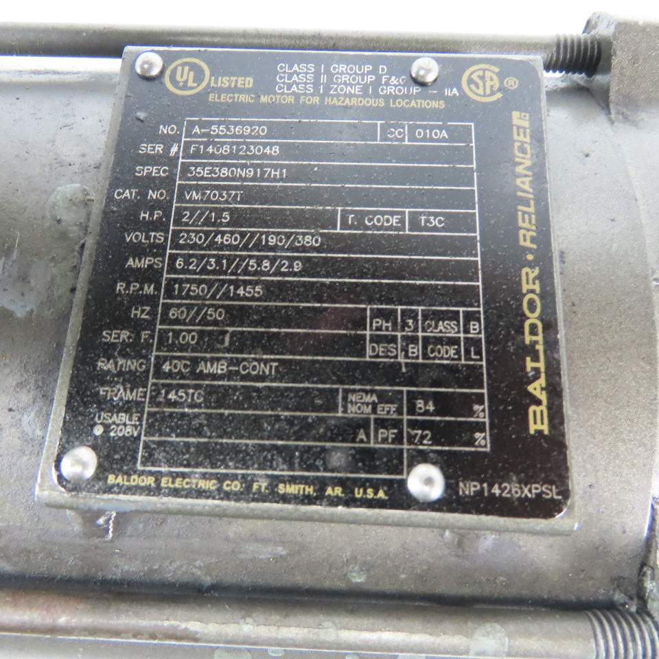 Dodge Tigear 10:1 Ratio Speed Reducer Gearmotor Baldor 2Hp 230/460