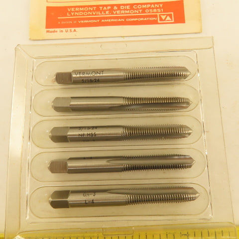 Vermont 5/16"-24 GH-3 HSS Plug Tap 3 Flute Lot Of 5