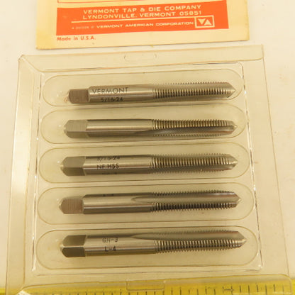 Vermont 5/16"-24 GH-3 HSS Plug Tap 3 Flute Lot Of 5