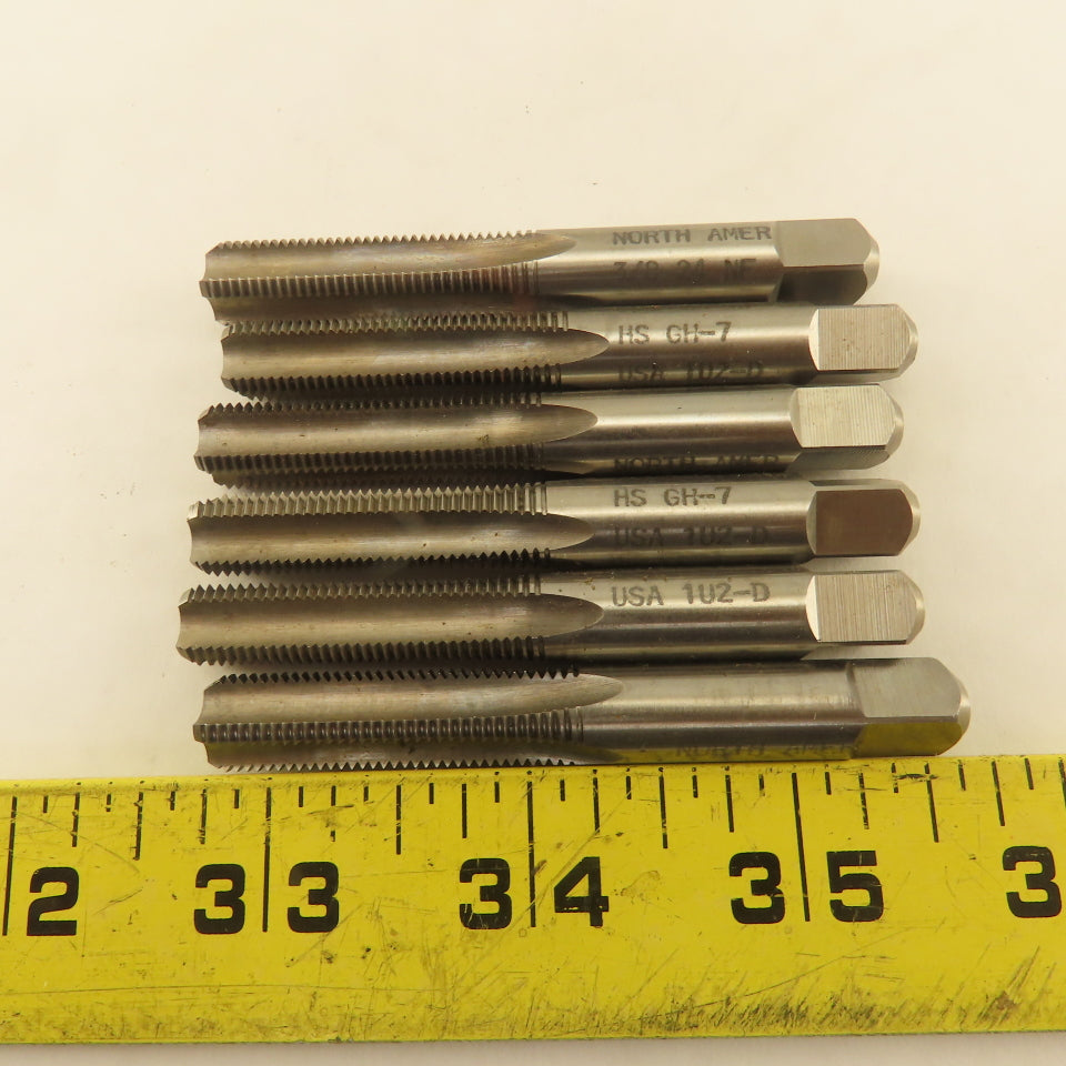North American 3/8"-24 NF HS GH-7 Bottoming Tap 4 Flute Straight Lot Of 6