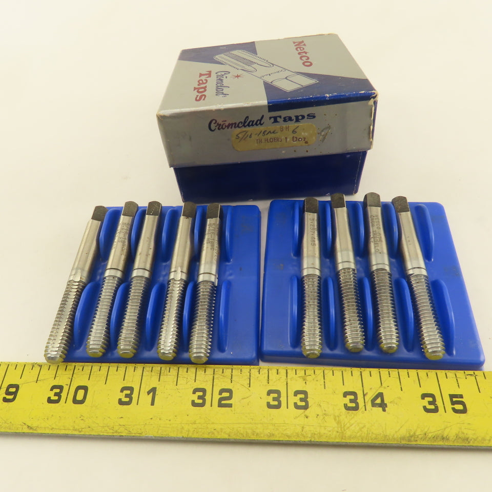 Netco 5/16"-18 NC HS B-H6 H5 Thread Form Fluteless Roll Tap Cromclad Lot Of 9