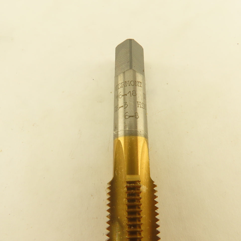 Vermont Vertanium 9/16"-18  GH-3 Bottom Tap 4 Flute TiN Coated Lot Of 3