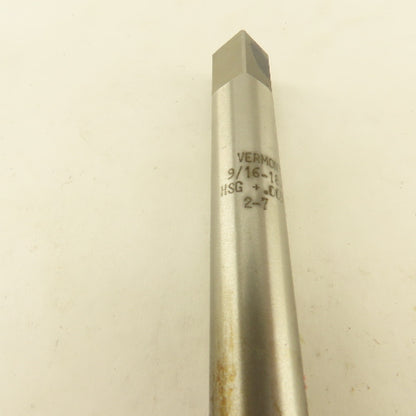 Vermont 9/16"-18 NF HSG+.005 Plug Tap 4 Flute Extra Length 6" OAL