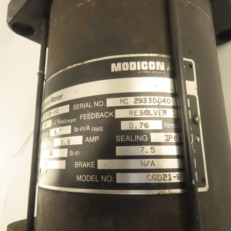 AEG Modicon CGD21-R Brushless Servo Motor W/ Resolver 7.5Nm 6 Pole 49 Vrms/krpm