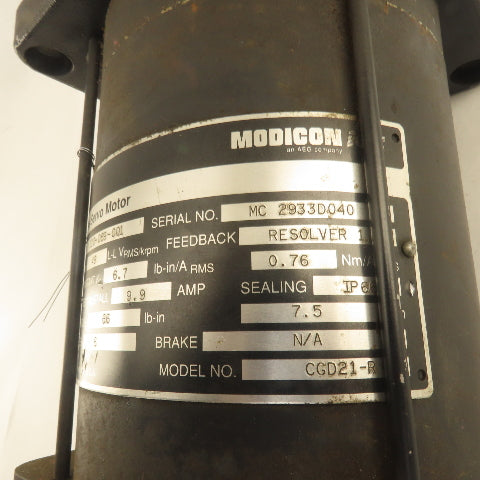 AEG Modicon CGD21-R Brushless Servo Motor W/ Resolver 7.5Nm 6 Pole 49 Vrms/krpm