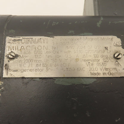 Cincinnati 1FT5072-0AC01-Z 2000RPM 3Ph 150VDC Permanent Magnet DC Servo Motor