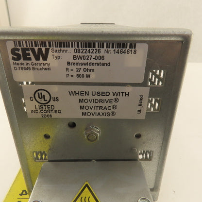 Sew BW027-003 Braking Resistor 27 Ohm 600W Movidrive Movidtrac Moviaxis
