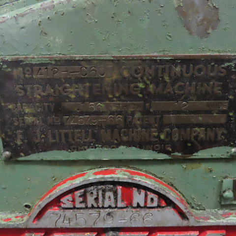 Littell 412H-C60 6000 Lb. X 12" Cradle Feeder Straightener 208-230/460V 3 Ph