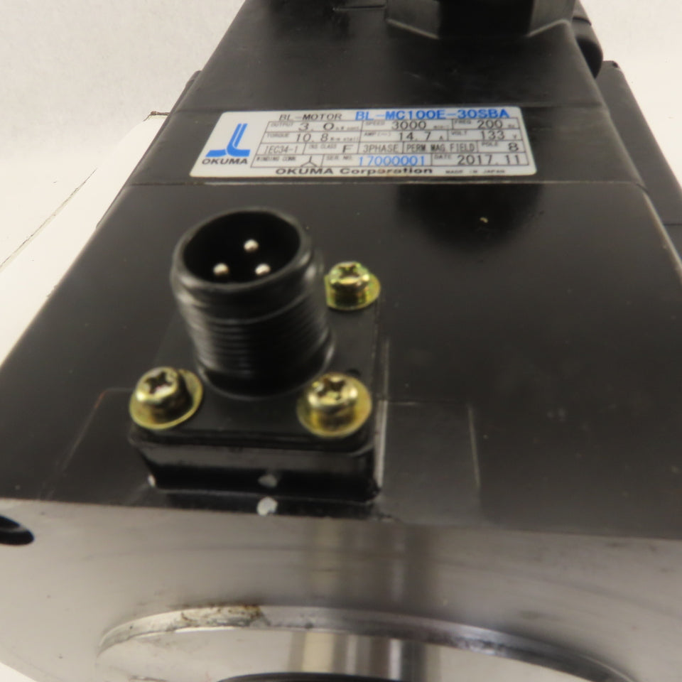 Okuma BL-MC100E-30SBA 3kW 3000RPM 3Ph 133V 200Hz BL Motor