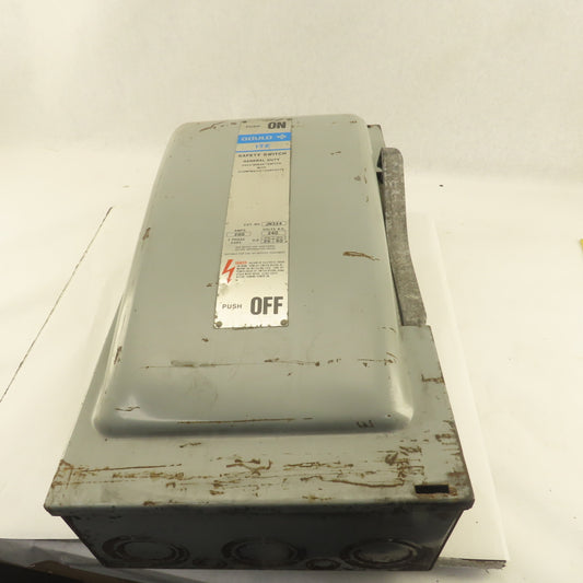 Gould JN324 200A 240VAC 3Ph 60Hp MAX 2 Pole Fused Safety Disconnect