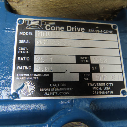 Textron MOV20-30-U1B Gear Box Speed Reducer 75:1 Vertical Output Cone Drive