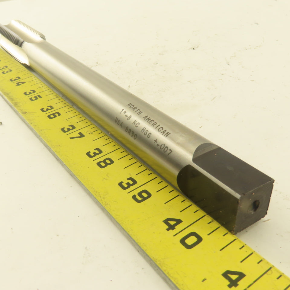 North American 1"-8 NC HS +.007 4 Flute Straight Hand Plug Tap 10" OAL