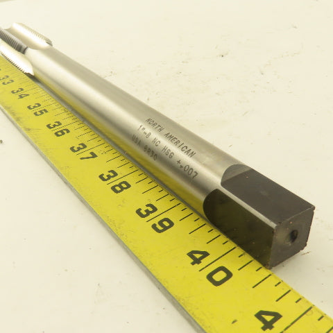North American 1"-8 NC HS +.007 4 Flute Straight Hand Plug Tap 10" OAL