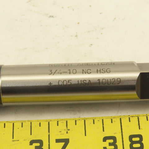 North American 3/4"-10 NC HSG +.005 4 Flute Straight Hand Plug Tap 15mm Shank