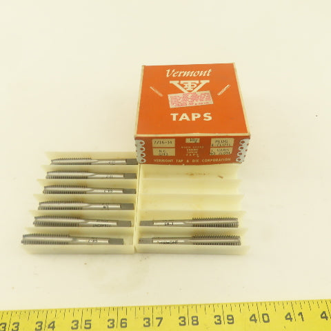 Vermont 7/16"-14 NC HSS GH-3 LEFT Hand Plug Tap Straight 4 Flute Lot of 8