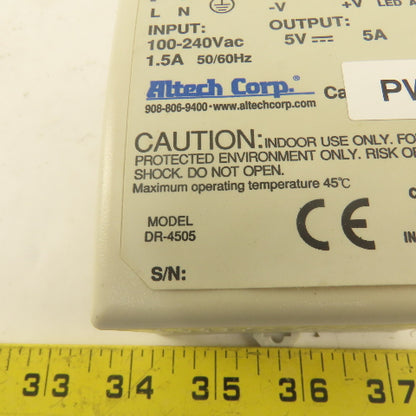 Altech Corp PS-4505 DR-4505 100-240VAC 1.5A Power Supply 5V DC Output 5A