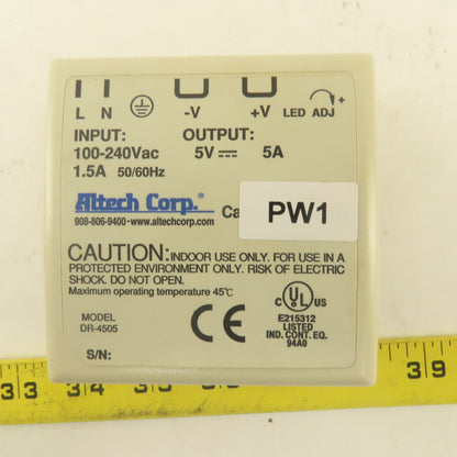 Altech Corp PS-4505 DR-4505 100-240VAC 1.5A Power Supply 5V DC Output 5A