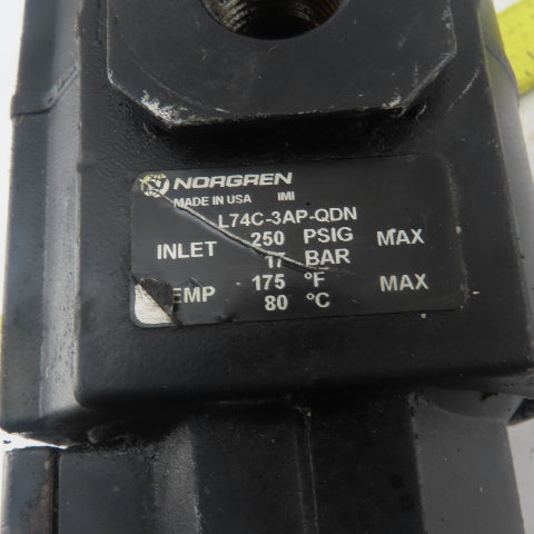 Norgren L74C-3AP-QDN 3/8" NPT Compressed Air Line Lubricator 250PSI