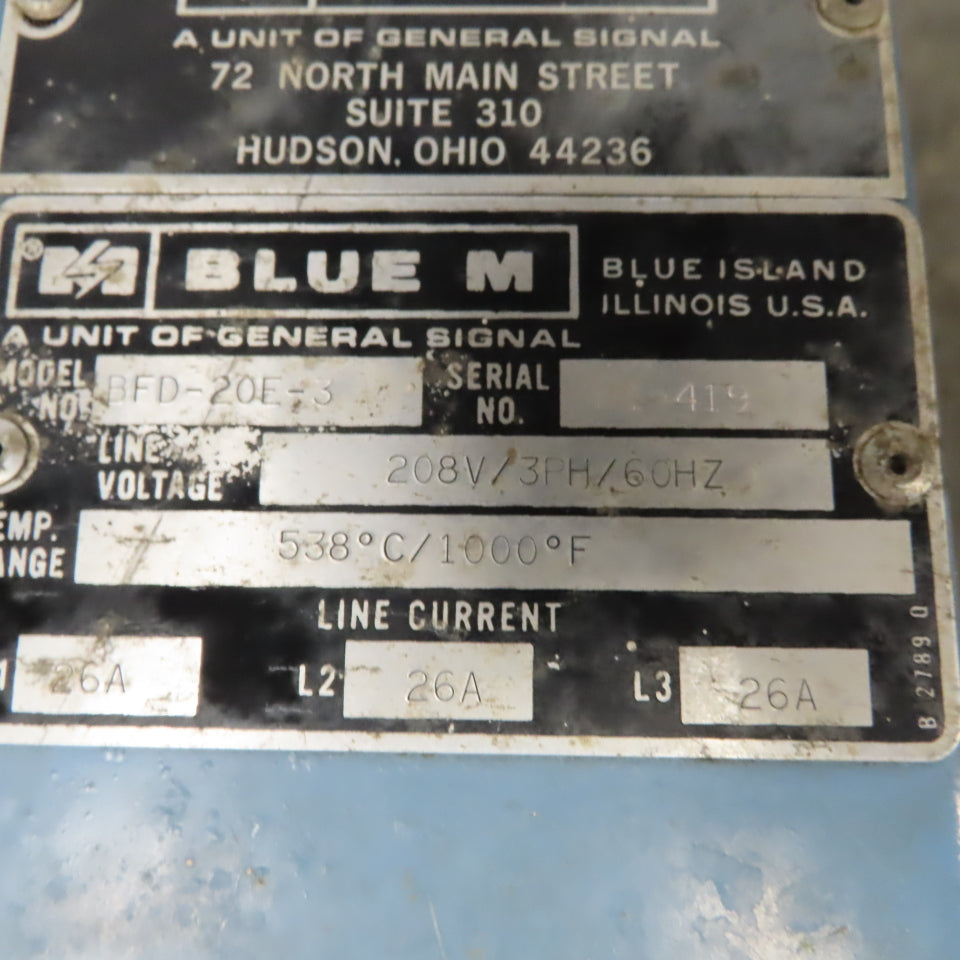 Blue M BFD-20E-3 Industrial Forced Convection Oven 280V 3Ph Parts or Repair