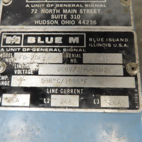 Blue M BFD-20E-3 Industrial Forced Convection Oven 280V 3Ph Parts or Repair