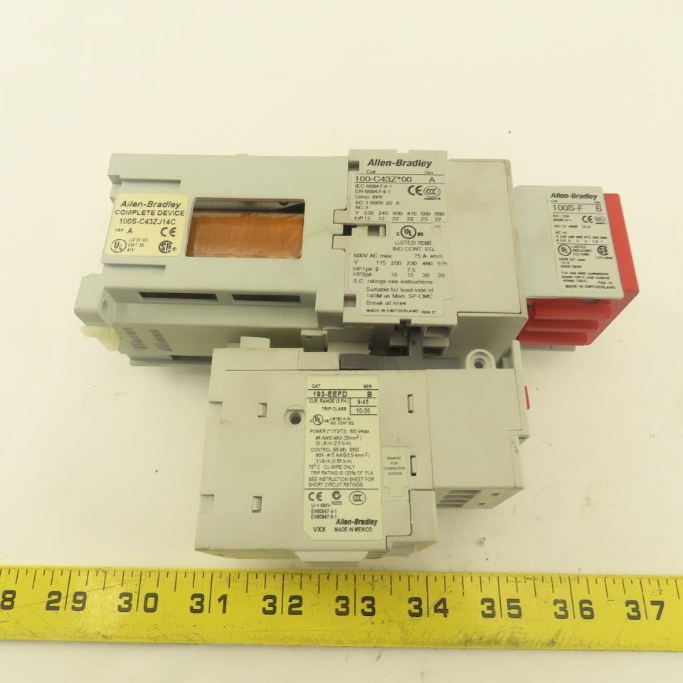 Allen Bradley 100S-C43ZJ14C 600V 75A Contactor Starter Overload 9-45A Trip 24VDC