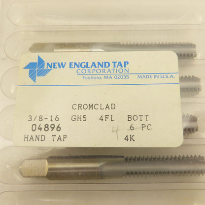 New England Tap 3/8"-16 GH5 Hand Tap Bottoming 4 Straight Flute Lot Of 4